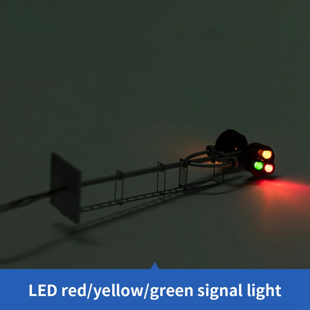 Red, yellow and green LED lamps lit on an HO searchlight signal