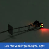 Red, yellow and green LED lamps lit on an HO searchlight signal