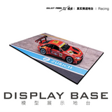 Red orange racing car on realistic track display base with aluminum alloy frame