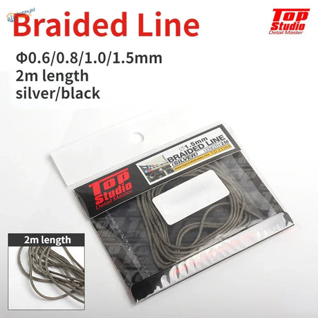 2m silver and black braided line for scale modeling tools in clear sleeve