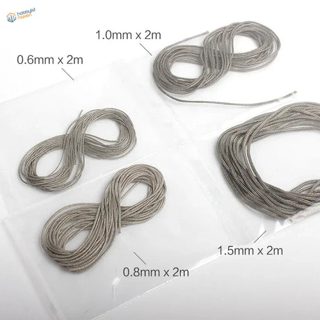 Silver braided line cords 0.6mm to 1.5mm x 2m for scale modeling tools