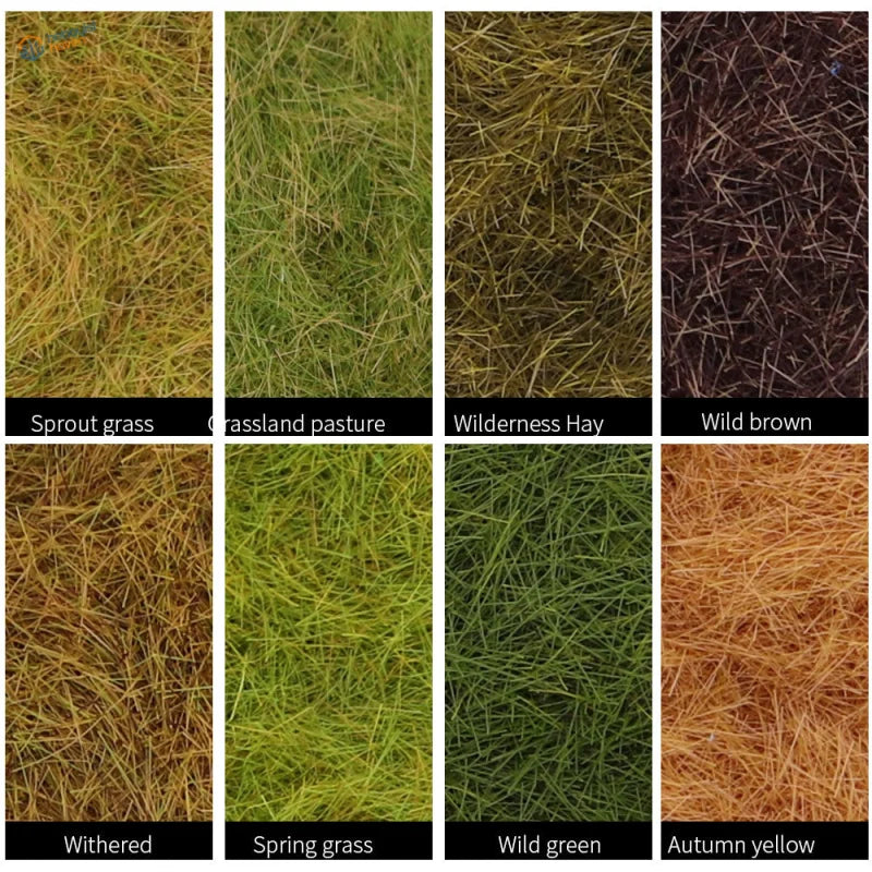 2mm static grass powder: 8 colors like sprout grass, spring grass, wild green