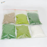 2mm static grass powder in 6 zip bags: beige, light green, dark green, white
