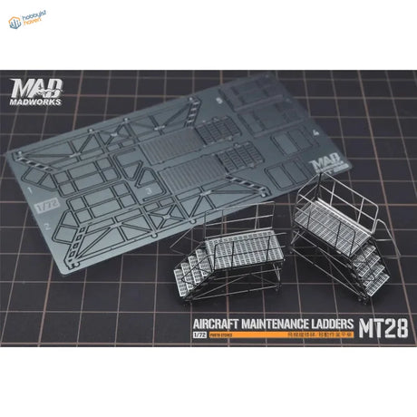 Silver MT28 aircraft maintenance ladders by Mad Works, 1/72 scale 2pcs