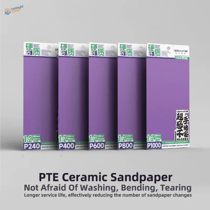2pcs #240-#1000 self-adhesive ceramic sandpaper sheets in purple PTE retail pack