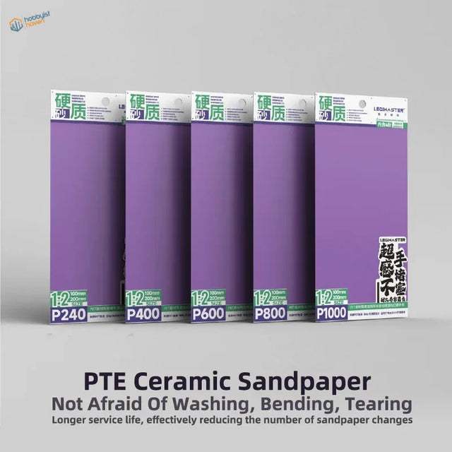 2pcs #240-#1000 self-adhesive ceramic sandpaper sheets in purple PTE retail pack