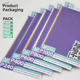 Purple ceramic sandpaper sheets p240-p1000 in clear pack, 1:2 scale