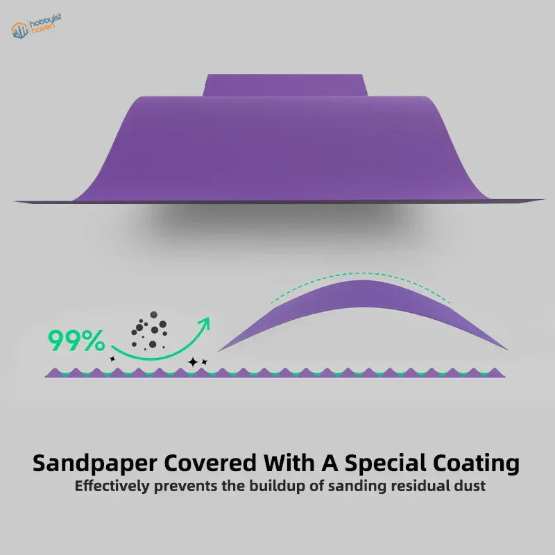 Purple ceramic sandpaper #240-#1000 with anti-dust coating for precision hobby tools