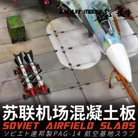 Light blue Soviet fighter jet on 1/48 airfield slabs orange stand