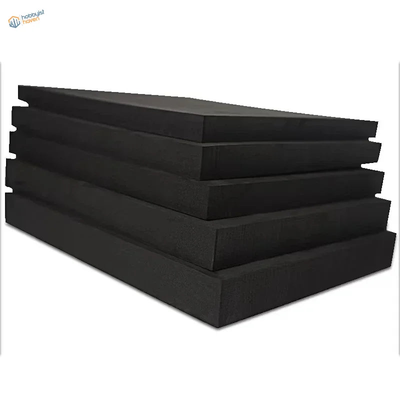 Stack of black high-density EVA foam sheets, 5 to 40mm thick