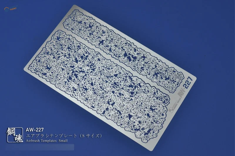 2pcs dense mapping stencil with silver metal airbrush template and blue lace patterns