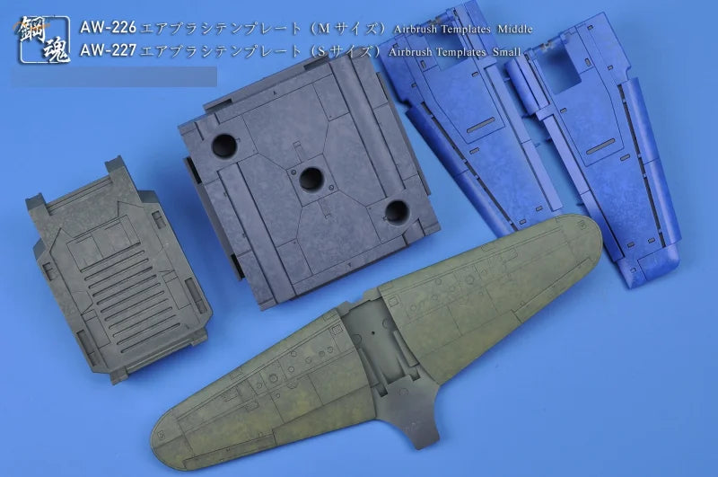 2pcs dense mapping stencil with gray blue airbrush templates
