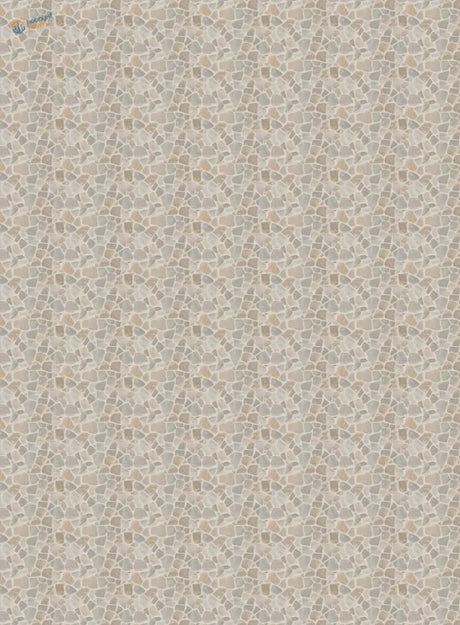 Beige and gray mosaic floor simulating stickers tile pattern wallpaper