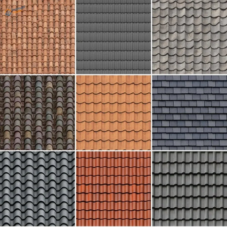 2pcs house roof simulating stickers in terracotta reds, grays, browns