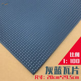 Gray-blue textured grid roof simulating PVC panel surface