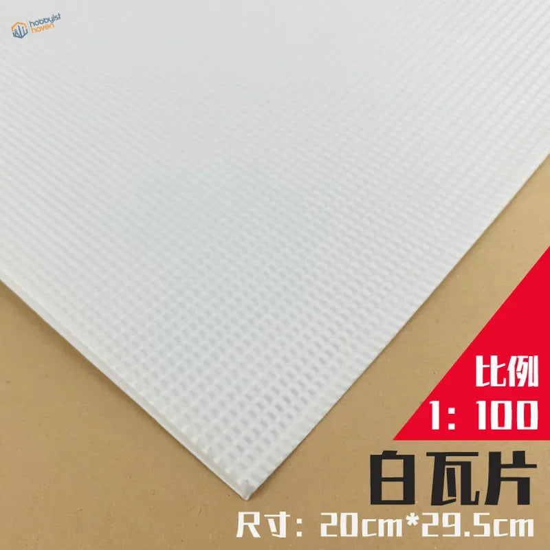 White textured roof simulating PVC panel, 20cm x 29.5cm grid pattern