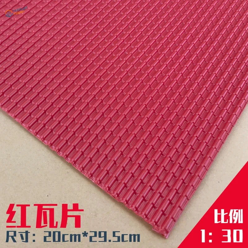 Red roof simulating PVC panel with textured interlocking grid mat