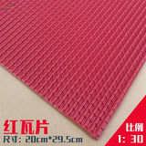 Red roof simulating PVC panel with textured interlocking grid mat