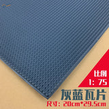 Gray-blue ribbed roof simulating PVC panel texture