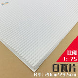 White roof simulating PVC panel, textured grid 20cm x 29.5cm 1:75 scale