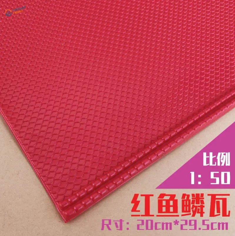 Red fish-scale roof simulating PVC table tennis paddle cover
