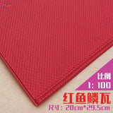 Red fish-scale roof simulating PVC panel with diamond texture