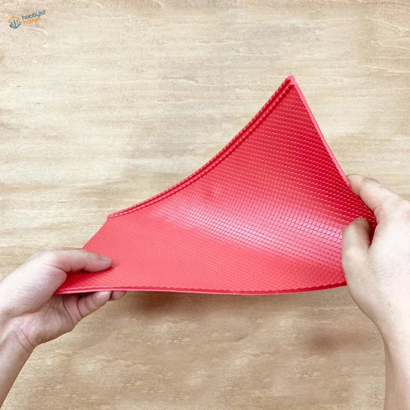Red roof simulating PVC panel with textured grid silicone mat