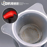 Red glossy plastic handle on 2pcs paint strainer cup for airbrush