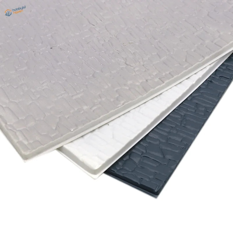 2pcs PVC floor tiles with stacked gray textured stone-like panels