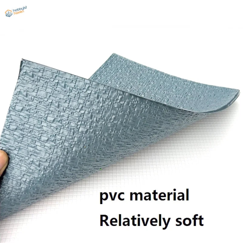 2pcs PVC floor tiles: soft light blue PVC sheet with textured brick pattern