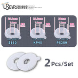 White soft rubber airbrush lid inserts with circular shape and tab