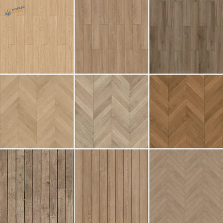 2pcs wooden floor sticker sheets with natural plank, herringbone patterns