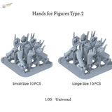 1/35 3D-printed hands in gray plastic for scale modeling tools