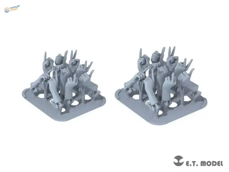 Gray 1/35 3D-printed hands set with rock gestures for scale modeling tools