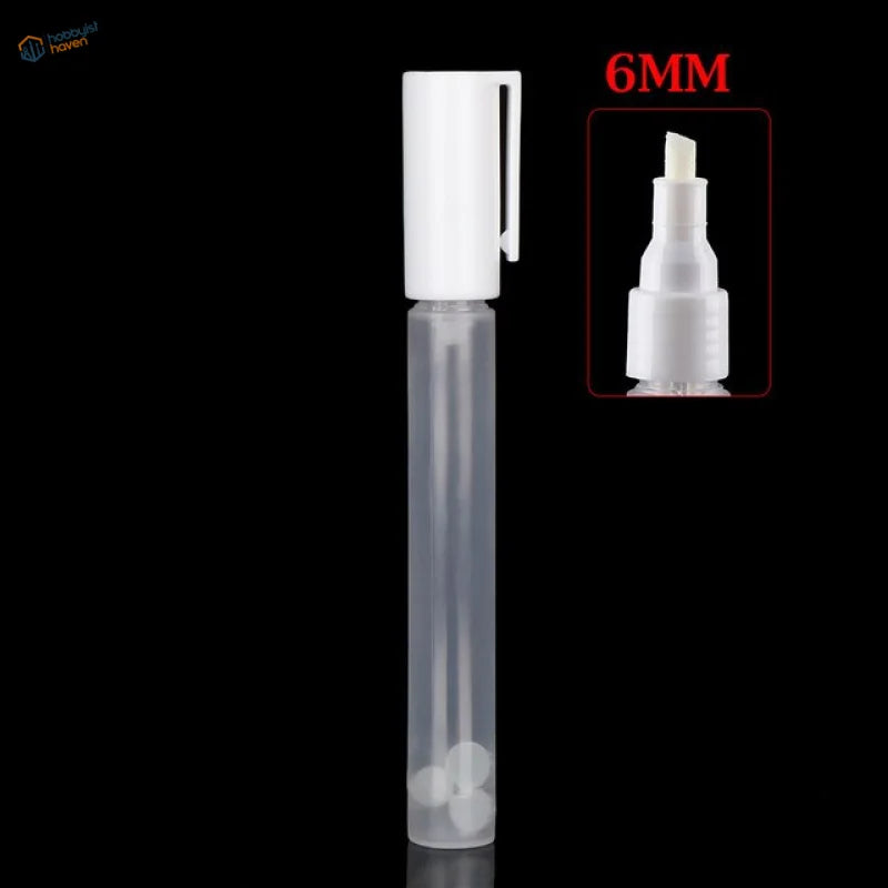 Transparent refillable pen with white cap, 6mm nozzle for scale modeling tools
