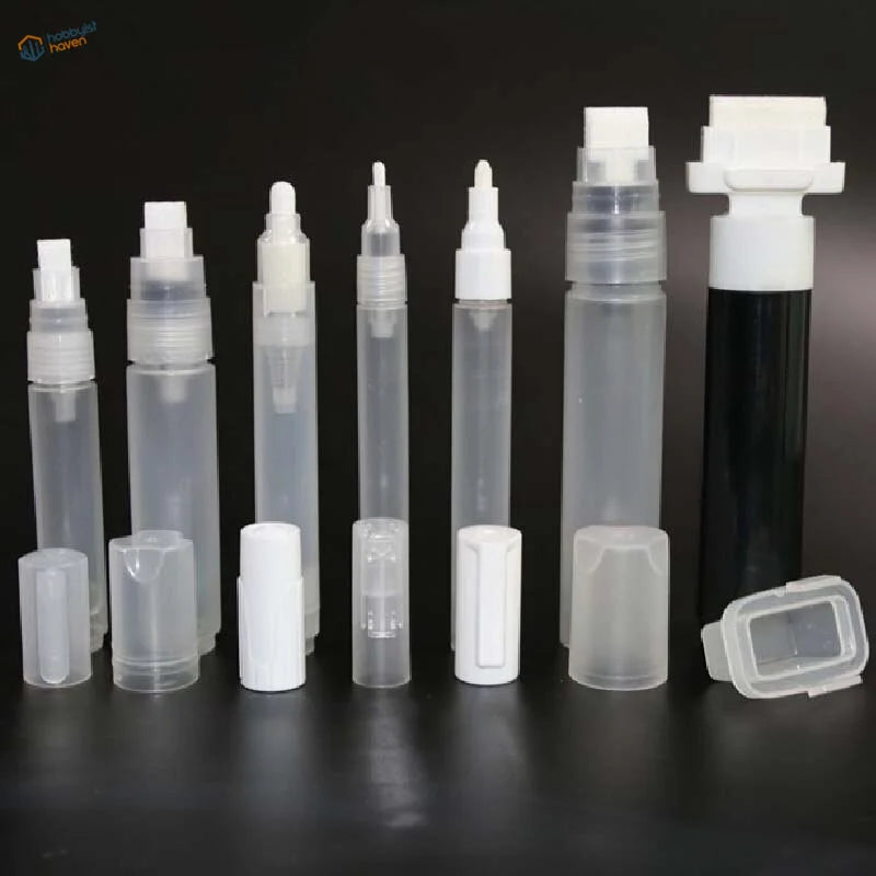 Clear 3-10mm refillable pens with white caps, black ink, for scale modeling tools
