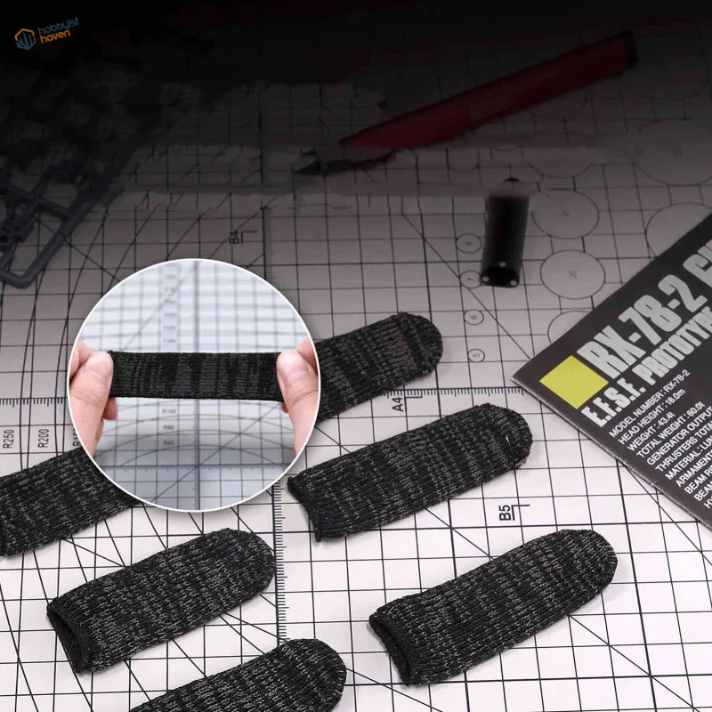 Black textured cut-resistant neoprene sheaths for precision grip