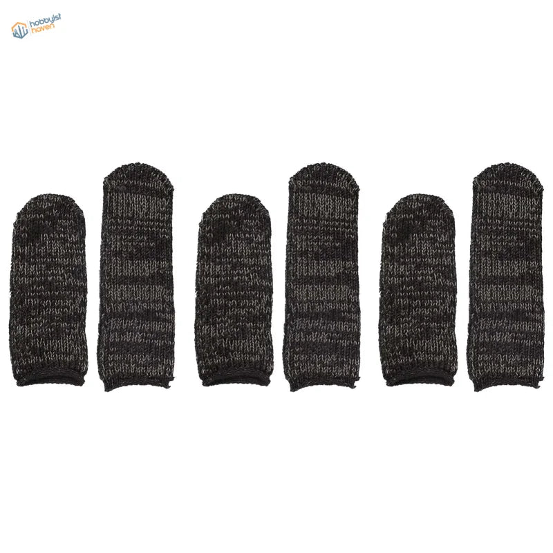 Set of six black gray marled knit fingertips on cut-resistant neoprene sheaths