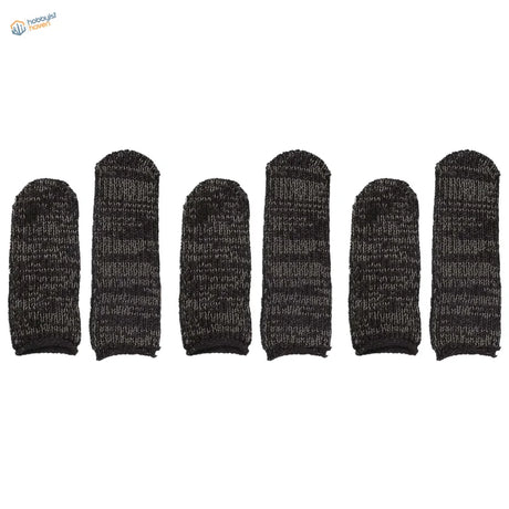 Set of six black gray marled knit fingertips on cut-resistant neoprene sheaths