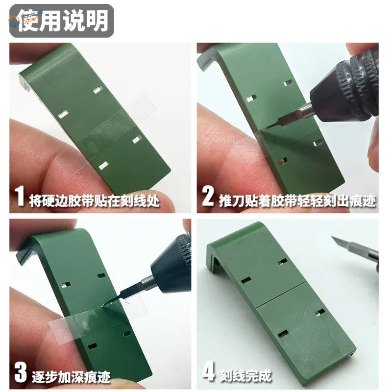Green plastic watch strap with 6mm transparent scribing tape slots