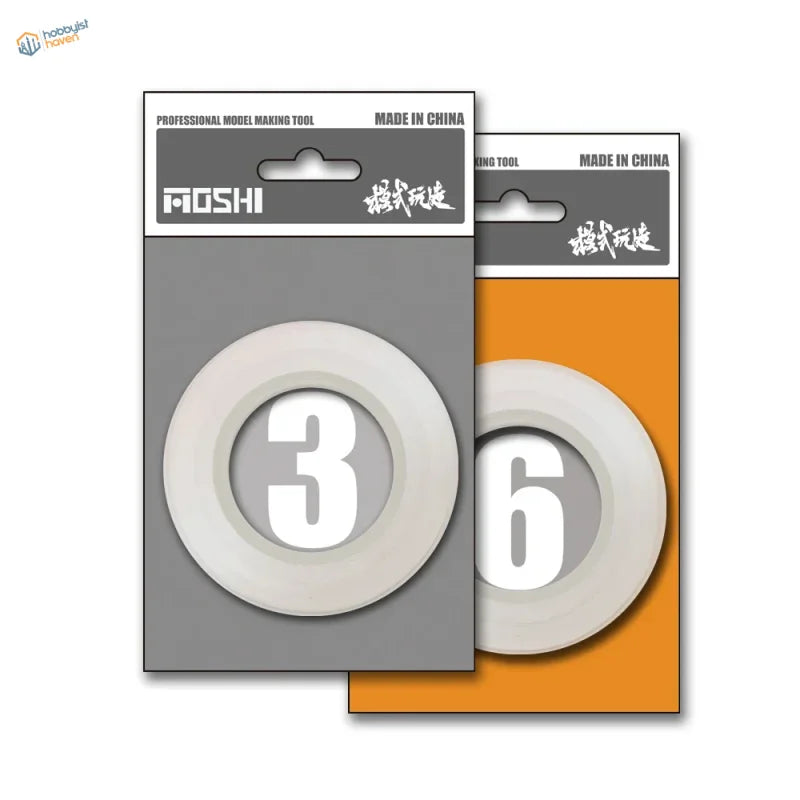 3mm and 6mm transparent scribing tape rolls with panel lines in branded sleeves