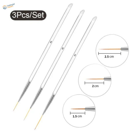 3/6pcs extra-long fine brushes set with sizes 01, 02, 03