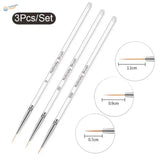 Set of 3 transparent extra-long fine brushes with silver ferrules