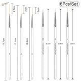 Set of 6 extra-long fine brushes with kolinsky bristles, precision hobby tools