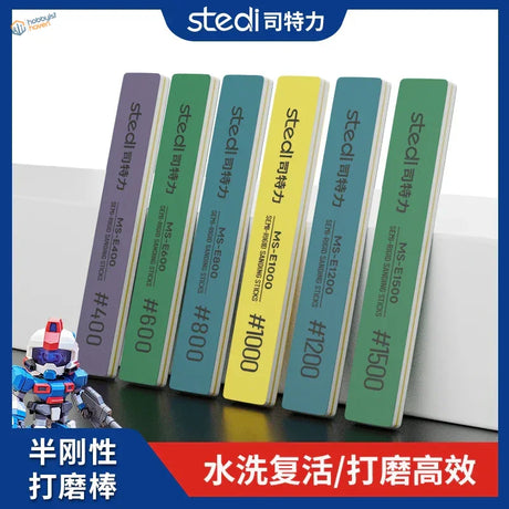 Stedi 6pcs semi-rigid sanding sticks with grit labels