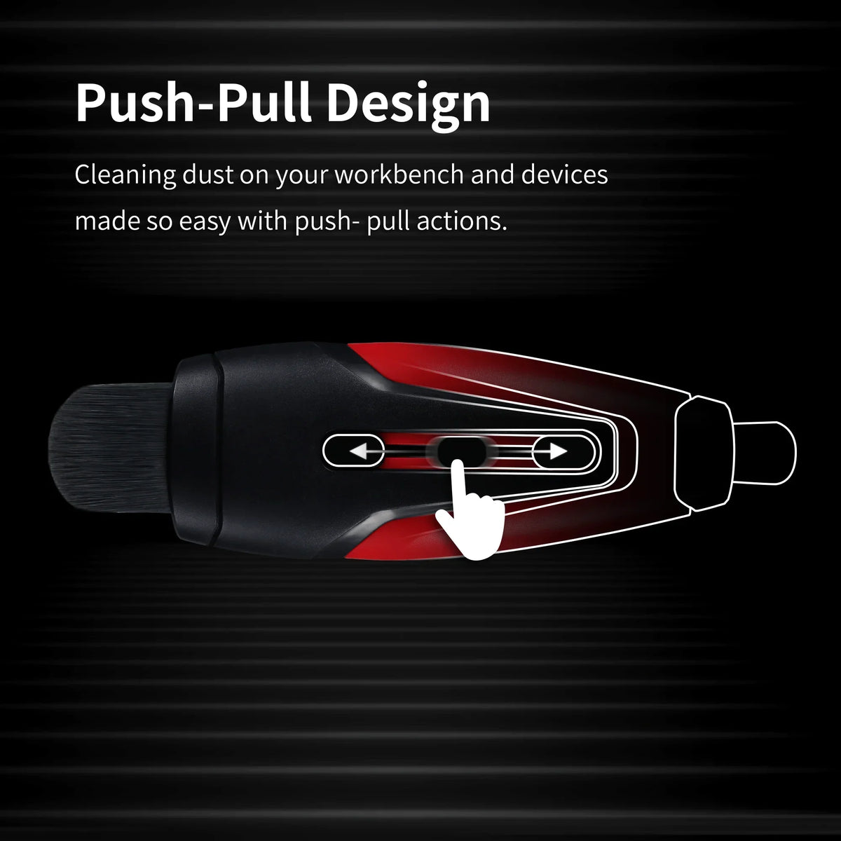 DSPIAE retractable dust brush black red push-pull blower back view