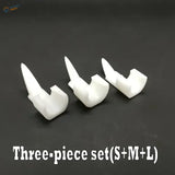 White plastic tooth clips in sizes splashes, airbrush accessory for scale modeling