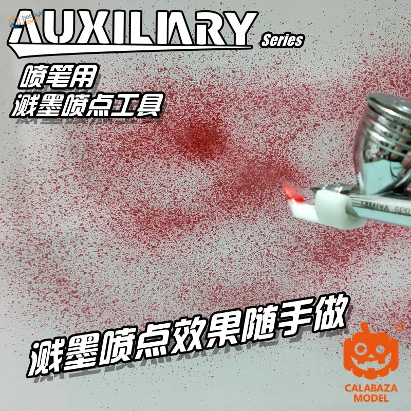 Silver white airbrush accessory with red tip for sizes splashes effects in scale modeling tools