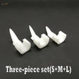 White plastic tooth clips in sizes splashes, airbrush accessory for scale modeling