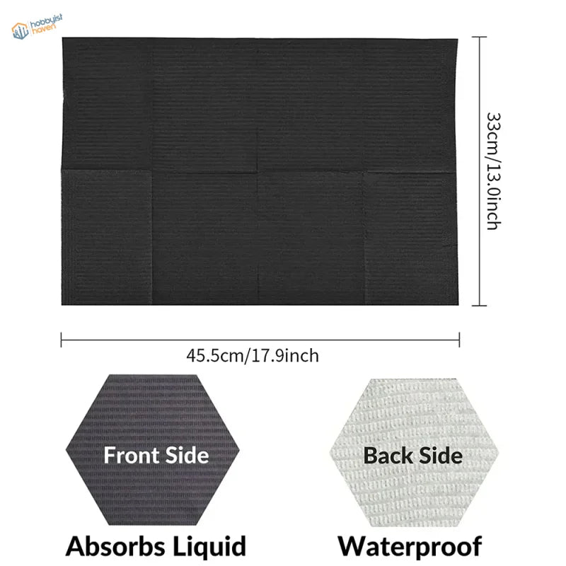 Black textured absorbent mat 45.5x33cm with waterproof back for precision hobby tools